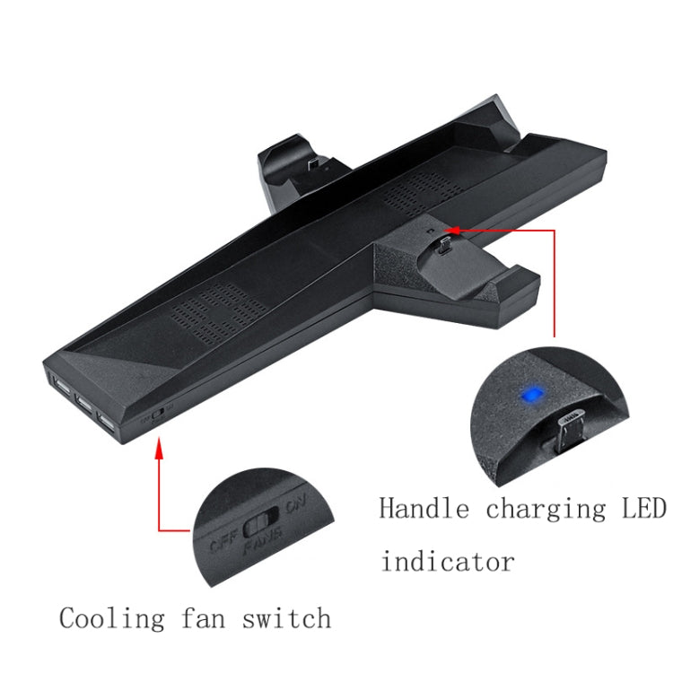 Game Console Radiator And Dual Handle Charging Base For PS4 / PS4 Slim(Black) - Holder by PMC Jewellery | Online Shopping South Africa | PMC Jewellery