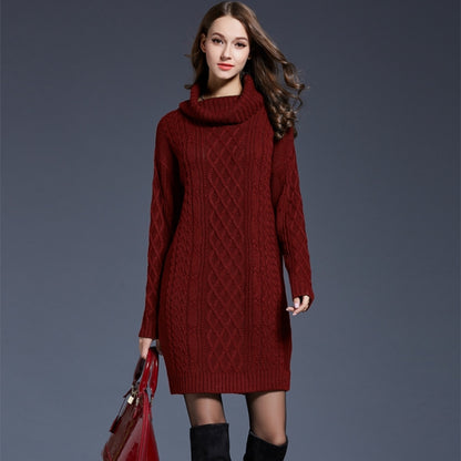 Autumn And Winter Knitwear Dresses Long Turtleneck Sweater For Women, Size: L(Wine Red) - Sweater by PMC Jewellery | Online Shopping South Africa | PMC Jewellery
