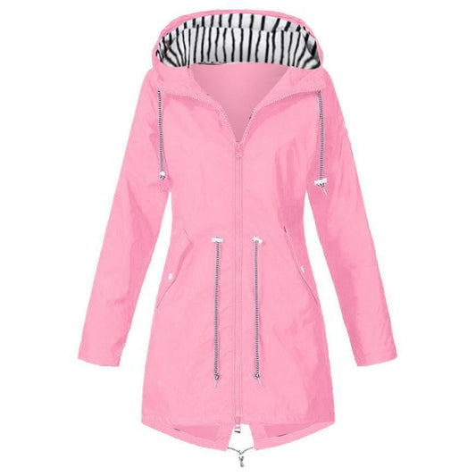 Women Waterproof Rain Jacket Hooded Raincoat, Size:XXL(Pink) - Hoodie by PMC Jewellery | Online Shopping South Africa | PMC Jewellery