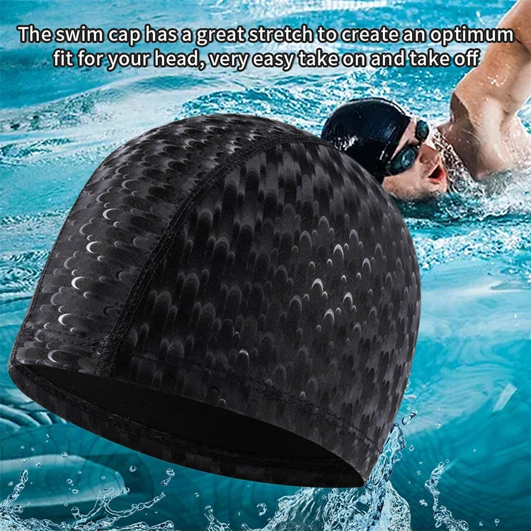 Adult Crescent PU Waterproof Comfortable Earmuff Swimming Cap(Black) - Swimming Caps by PMC Jewellery | Online Shopping South Africa | PMC Jewellery