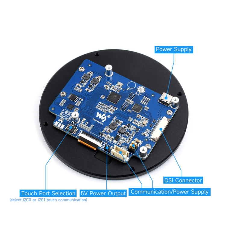 Waveshare 3.4 inch DSI Round Touch Display, 800 × 800, IPS, 10-Point Touch - LCD & LED Display Module by Waveshare | Online Shopping South Africa | PMC Jewellery