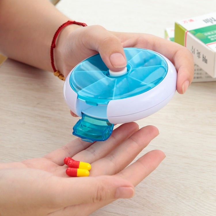 2 PCS Creative Multifunctional Round Portable Seven-grid Rotating Plastic Pill Box(Purple) - free shipping - PMC TechLife - Order now!