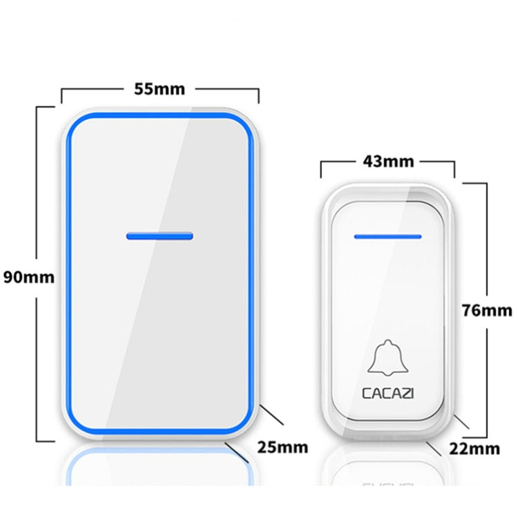 CACAZI A68-2 One to Two Wireless Remote Control Electronic Doorbell Home Smart Digital Wireless Doorbell, Style:EU Plug(White) - Wireless Doorbell by CACAZI | Online Shopping South Africa | PMC Jewellery