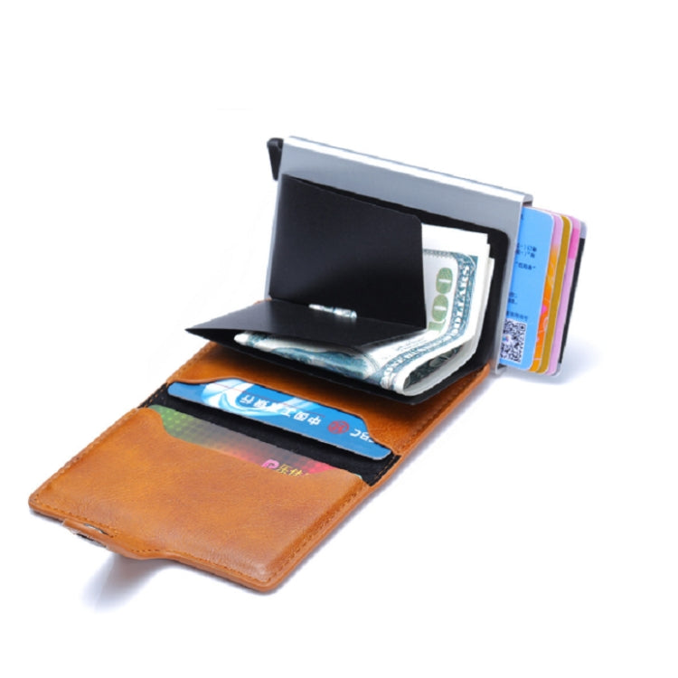 PU Aluminum Alloy Card Case Anti-magnetic RFID Shielding Anti-Theft Wallet(Black) - Antimagnetic RFID Package by PMC Jewellery | Online Shopping South Africa | PMC Jewellery