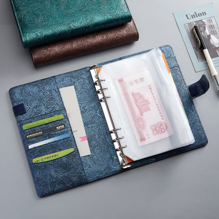 A5 YMX-007 PU Leather Budget Binder Notebook Embossed Model Handbook(Gray) - Notebooks by PMC TechLife | Online Shopping South Africa | PMC TechLife | Buy Now Pay Later Mobicred