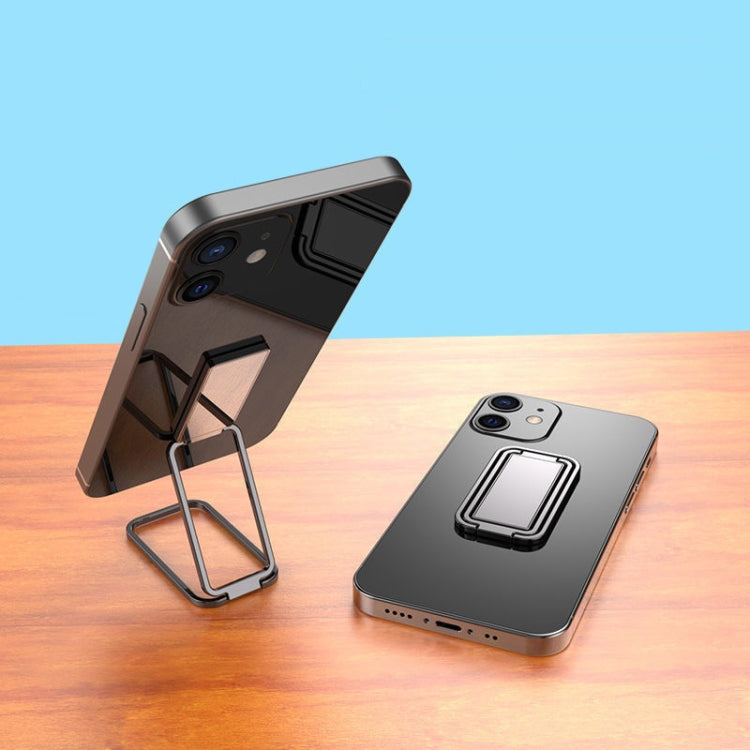Metal Car Mobile Phone Folding Bracket Ring Buckle Paste Bracket,Style: Square(Black) - Ring Holder by PMC TechLife | Online Shopping South Africa | PMC TechLife