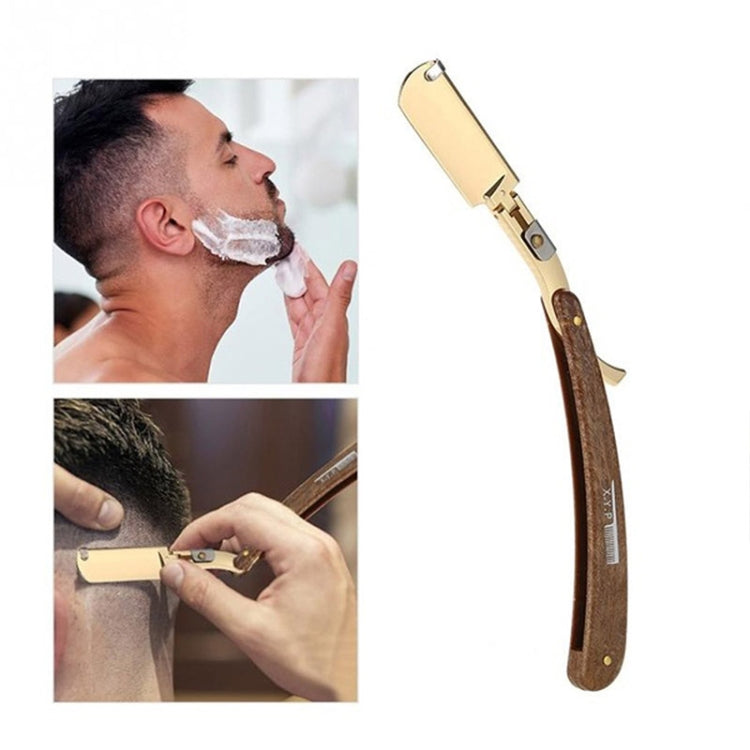 Manual Razor Folding Wooden Handle Men's Razor, Color:Gold - Manual Razor by PMC Jewellery | Online Shopping South Africa | PMC Jewellery