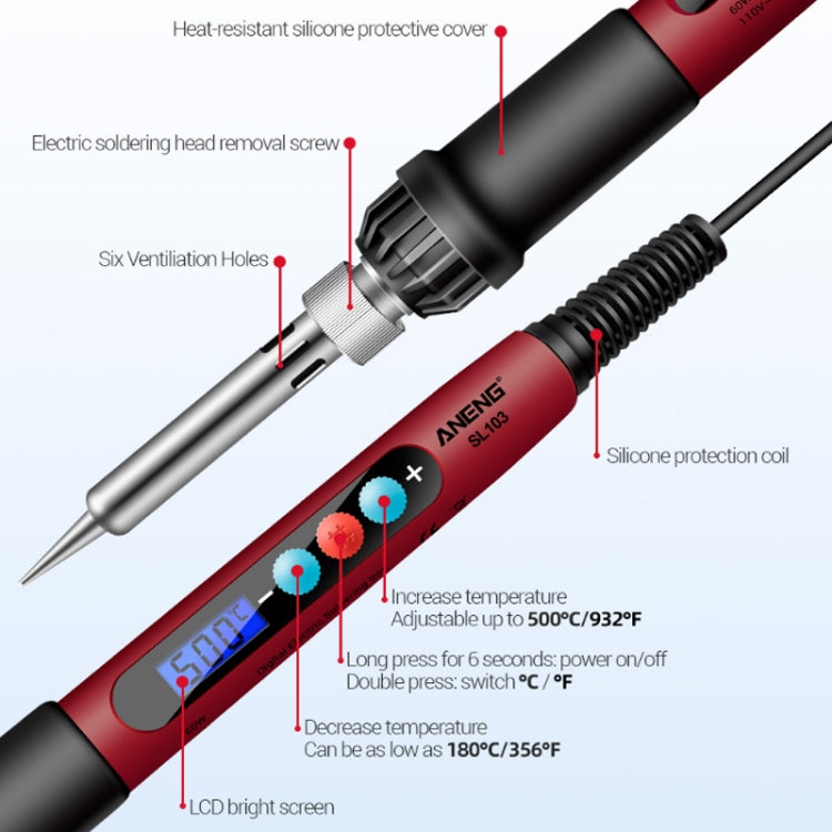 ANENG 60W Adjustable Temperature Electric Soldering Iron Welding Tool, US Plug(SL103) - Electric Soldering Iron by ANENG | Online Shopping South Africa | PMC Jewellery
