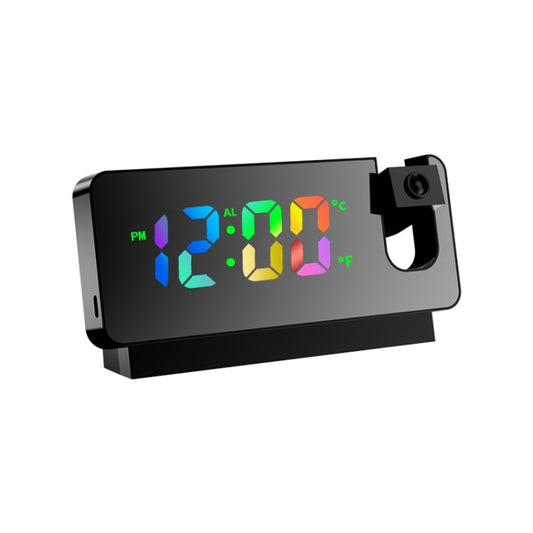S282 Colorful Font Mute Electronic Digital Clock Mirror Projection Alarm Clock(Black Shell) - Alarm Clocks by PMC Jewellery | Online Shopping South Africa | PMC Jewellery