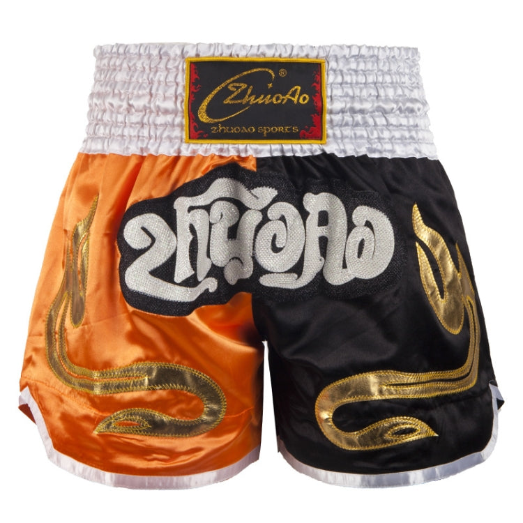 ZhuoAo Muay Thai/Boxing/Sanshou/Fighting Shorts for Men and Women, Size:S(Orange Black Stitching) - Sportswear by ZhuoAo | Online Shopping South Africa | PMC Jewellery
