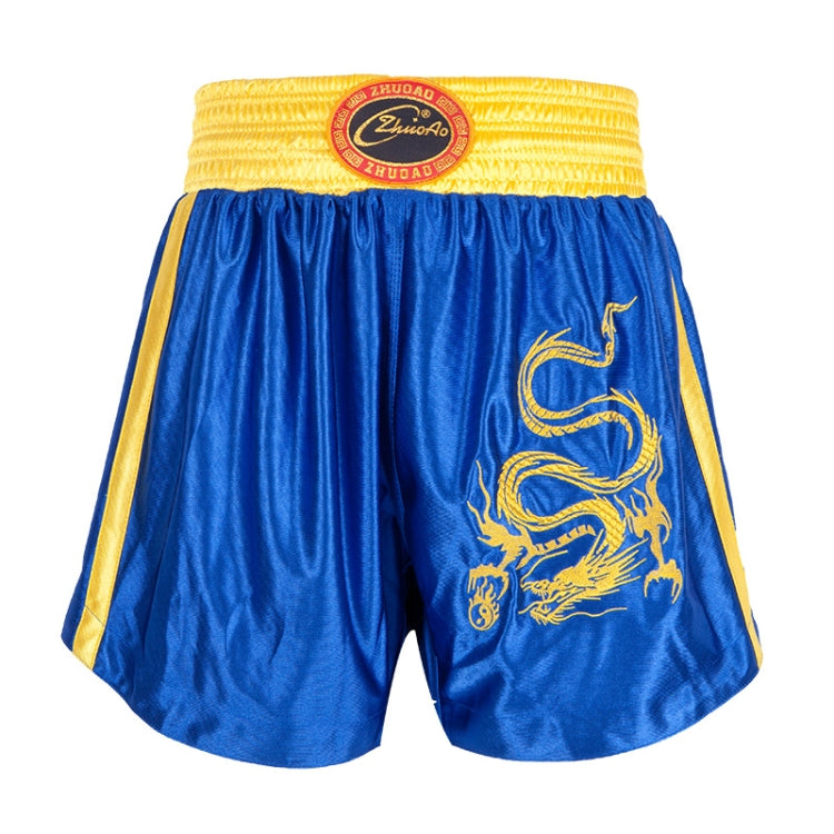 ZhuoAo Muay Thai/Boxing/Sanshou/Fighting Shorts for Men and Women, Size:XXL(Embroidered Dragon Blue) - Sportswear by ZhuoAo | Online Shopping South Africa | PMC Jewellery | Buy Now Pay Later Mobicred