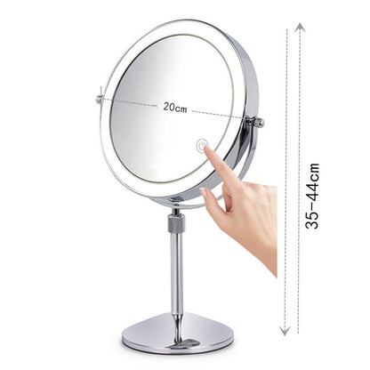 Desktop Double-SidedRound LED Luminous Makeup Mirror Liftable Magnifying Mirror, Specification:Plane + 10 Times Magnification(8-inch Battery Model) - Mirror by PMC Jewellery | Online Shopping South Africa | PMC Jewellery