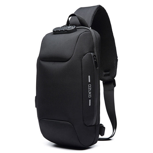 OZUKO 9223 Anti-theft Men Chest Bag Waterproof Crossbody Bag with External USB Charging Port, Style:Large Size(Black) - Crossbody Bags by Ozuko | Online Shopping South Africa | PMC Jewellery