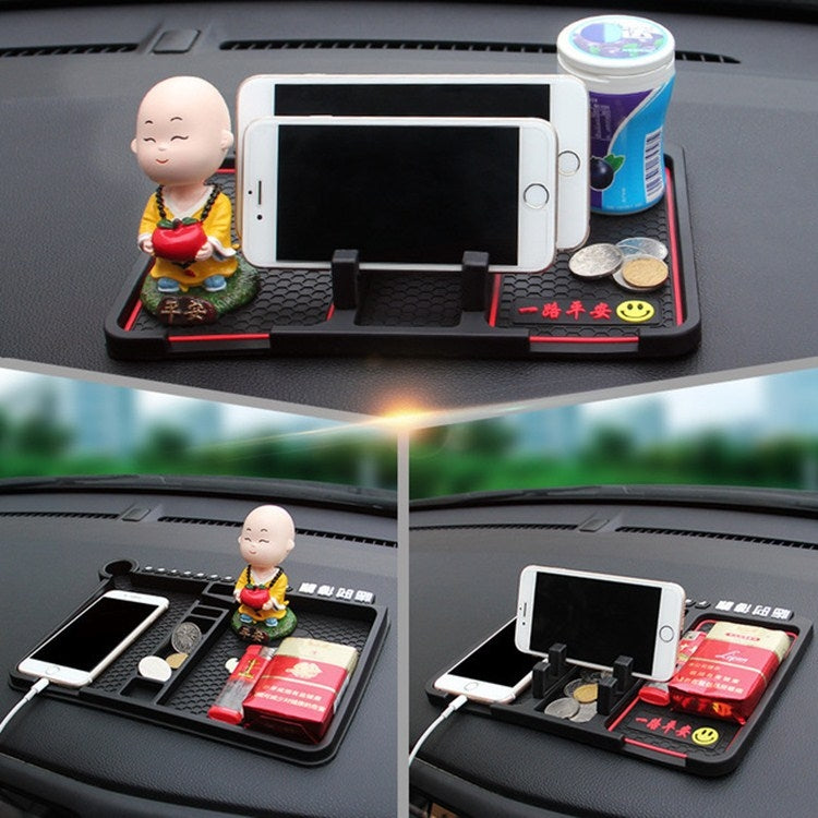 Car Interior Car Multifunctional Instrument Panel Storage Pad Car Phone Bracket Anti-slip Pad With Stop, Style:Rotating Black Circle - Car Holders by PMC TechLife | Online Shopping South Africa | PMC TechLife