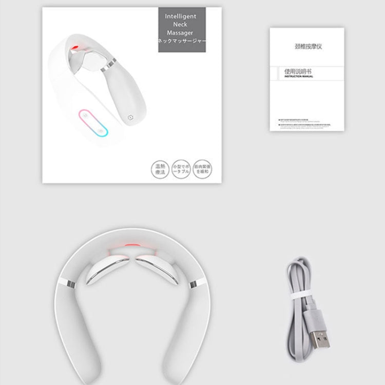 Neck Protector Intelligent Wireless Meridian Electric Physiotherapy Pulse Shoulder and Neck Massager, Style:English Voice Broadcast(Glutinous Rice White) - Massage & Relaxation by PMC Jewellery | Online Shopping South Africa | PMC Jewellery