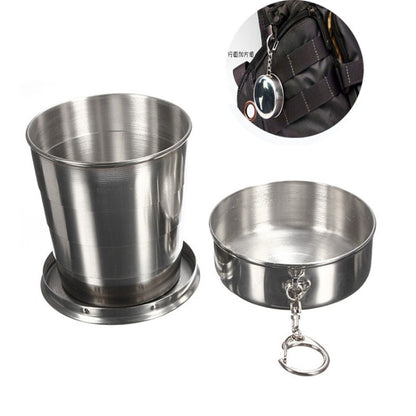 Stainless Steel Camping Folding Cup Traveling Outdoor Camping Hiking Mug Portable Collapsible Cup L 250ML - Cookwares & Tablewares by PMC Jewellery | Online Shopping South Africa | PMC Jewellery