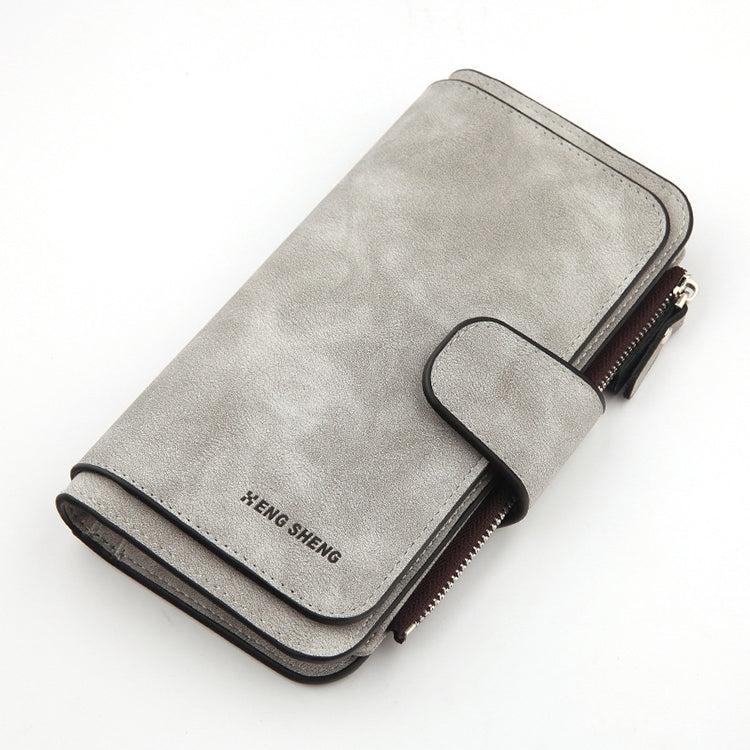 Women Scrub Leather Lady Purses Clutch Long Female Wallet(Light Gray) - Wallets by PMC TechLife | Online Shopping South Africa | PMC TechLife