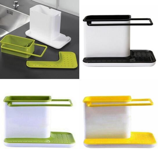 2 PCS Kitchen Sponge Organizer Stands Box Self Draining Sink Storage Rack(Black) - Shelf by PMC Jewellery | Online Shopping South Africa | PMC Jewellery