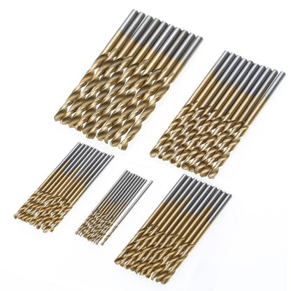 50 PCS/Set Titanium Coated Drill Bits High Speed Steel Drill Bit Set Power Drilling Tools - Drill & Drill Bits by PMC Jewellery | Online Shopping South Africa | PMC Jewellery