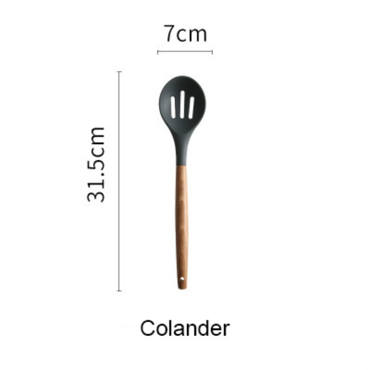 Silicone Wood Handle Spatula Heat-resistant Soup Spoon Non-stick Special Cooking Shovel Kitchen Tools Colander Spoon - Cutlery Sets by PMC Jewellery | Online Shopping South Africa | PMC Jewellery