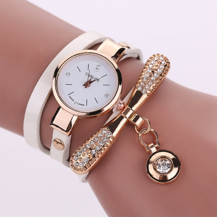 Fashion Women Casual Bracelet Leather Band Watch(White) - Metal Strap Watches by PMC Jewellery | Online Shopping South Africa | PMC Jewellery | Buy Now Pay Later Mobicred