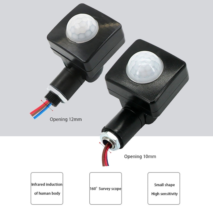Automatic Security PIR Infrared Motion Sensor Detector Wall Spotlights Switch, Size:10mm(Black) - Sensor LED Lights by PMC TechLife | Online Shopping South Africa | PMC TechLife