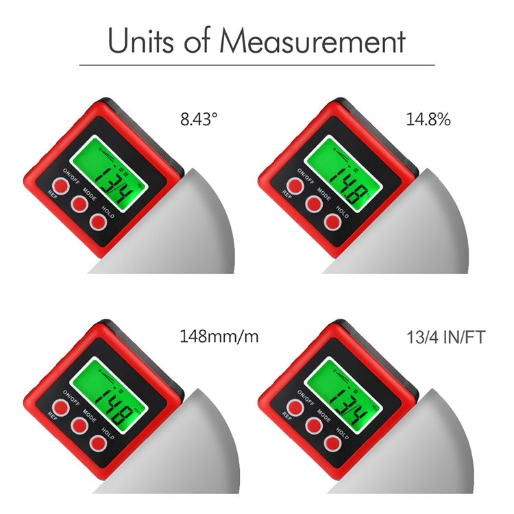 3 Button Mini Precision Magnetic Digital Tilt Box / Tilt Meter / Inclinometer(Red) - Measuring Tools by PMC TechLife | Online Shopping South Africa | PMC TechLife