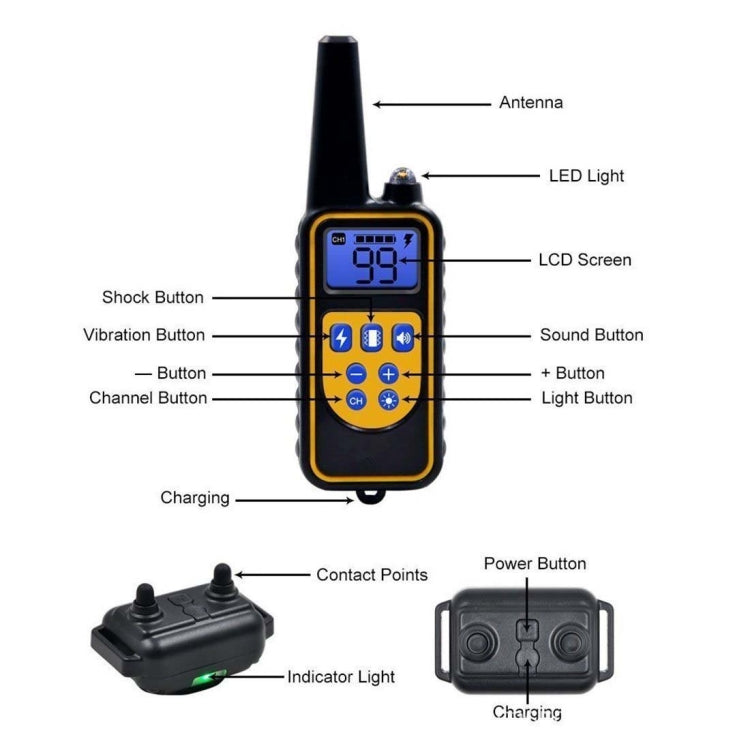 Bark Stopper Dog Training Device Dog Collar with Electric Shock Vibration Warning(EU Plug) - free shipping - PMC TechLife - Order now!