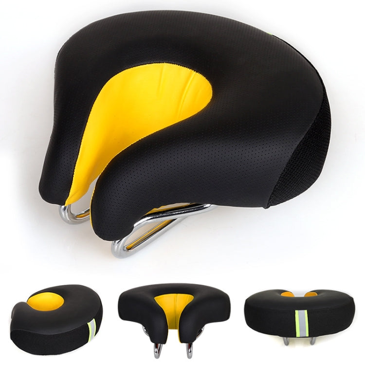 Noseless Bicycle Saddle Mountain Bike Thickened  Soft Cushion(Yellow) - Bicycle Saddle by PMC Jewellery | Online Shopping South Africa | PMC Jewellery