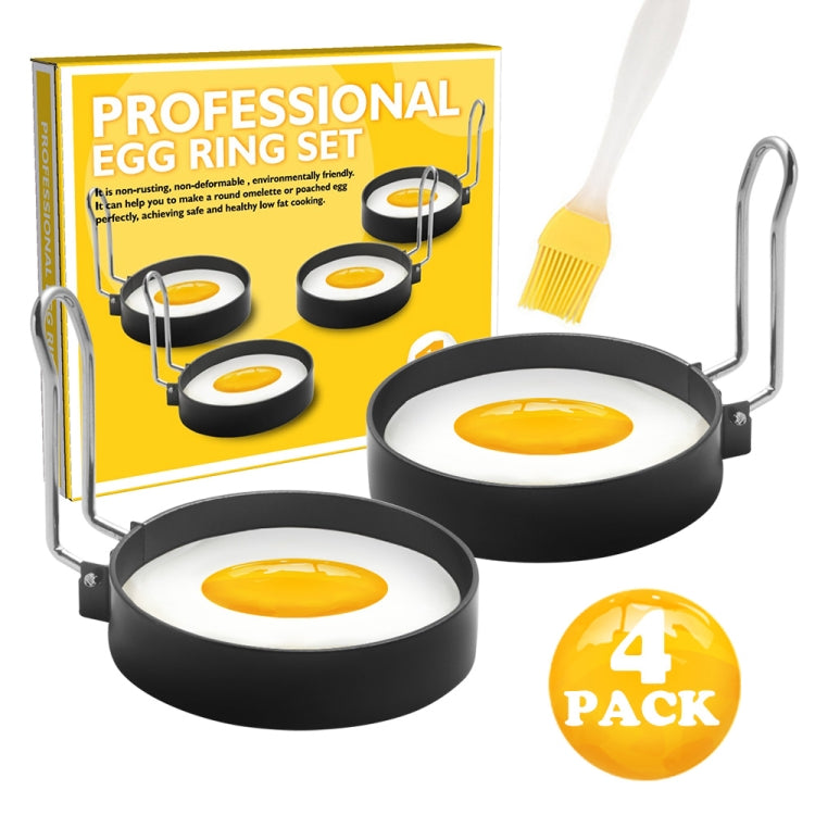 Egg Ring Iron Spray Non-Stick Round Omelette Model Omelette Mold, Specification: 4 PCS + Brush - Food Molds by PMC Jewellery | Online Shopping South Africa | PMC Jewellery