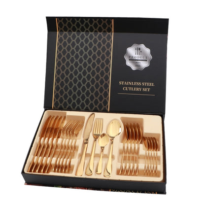 24 in 1 Stainless Steel Tableware Western Steak Cutlery Gift Set, Color: Golden - Cutlery Sets by PMC Jewellery | Online Shopping South Africa | PMC Jewellery