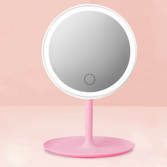 Make-Up Mirror With LED Light Fill Light Dormitory Desktop Dressing Small Mirror Girl Folding And Portable Mirror, Colour: Pink Rechargeable Single Light - Mirror by PMC Jewellery | Online Shopping South Africa | PMC Jewellery