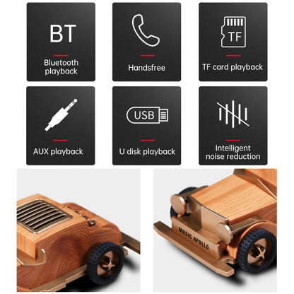 AS60 Retro Car Shape Wooden Subwoofer Mini Wireless Bluetooth Speaker(Dark Wood) - Mini Speaker by PMC Jewellery | Online Shopping South Africa | PMC Jewellery