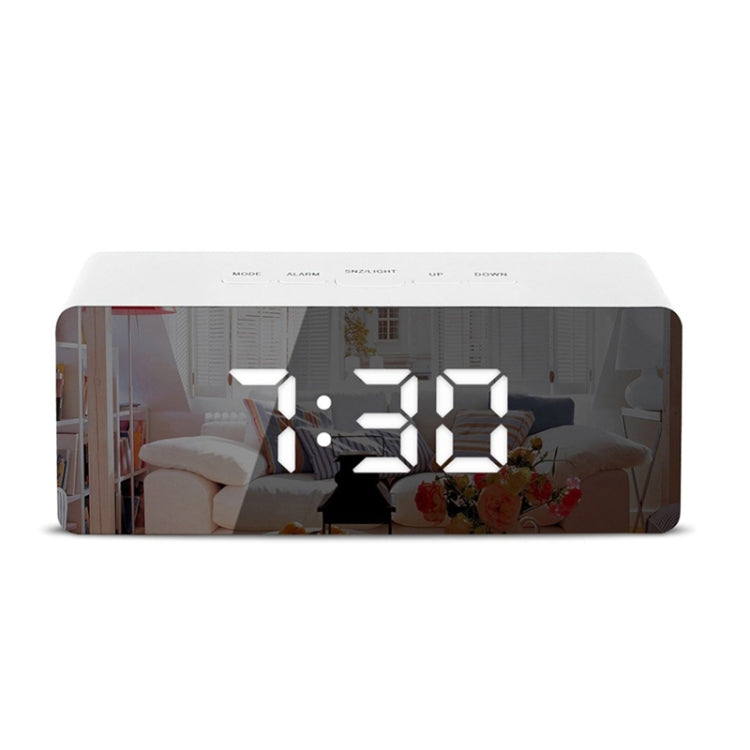 LED Mirror Alarm Clock Digital Snooze Table Clock Electronic Time Temperature Large Display  White Light - Wall Clock by PMC Jewellery | Online Shopping South Africa | PMC Jewellery