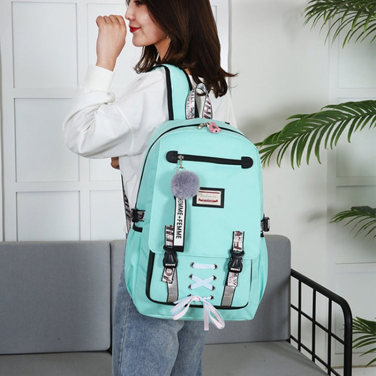 Sports and Leisure USB Charging Anti-Theft Backpack(green) - Double-shoulder Bags by PMC Jewellery | Online Shopping South Africa | PMC Jewellery