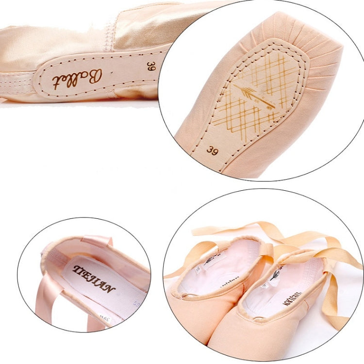 Ballet Lace Pointe Shoes Professional Flat Dance Shoes, Size: 38(Satin + Silicone Case) - Yoga Socks & Shoes by PMC Jewellery | Online Shopping South Africa | PMC Jewellery