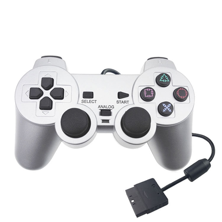 Wired Gamepad Dual Motor Vibration Silver Fuel Injection Gamepad Suitable For PS2 - Gamepads by PMC TechLife | Online Shopping South Africa | PMC TechLife