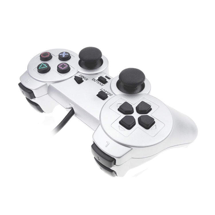 Wired Gamepad Dual Motor Vibration Silver Fuel Injection Gamepad Suitable For PS2 - Gamepads by PMC Jewellery | Online Shopping South Africa | PMC Jewellery