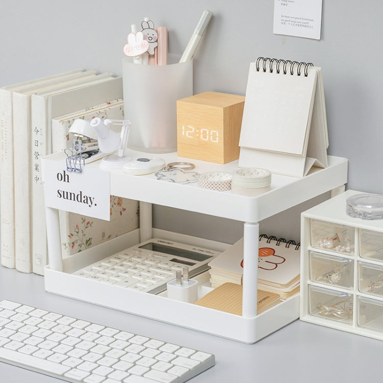 Simple Double-Layer Desktop Rack Dormitory Stationery & Sundries Organizer(White) - Shelf & Hooks by PMC Jewellery | Online Shopping South Africa | PMC Jewellery