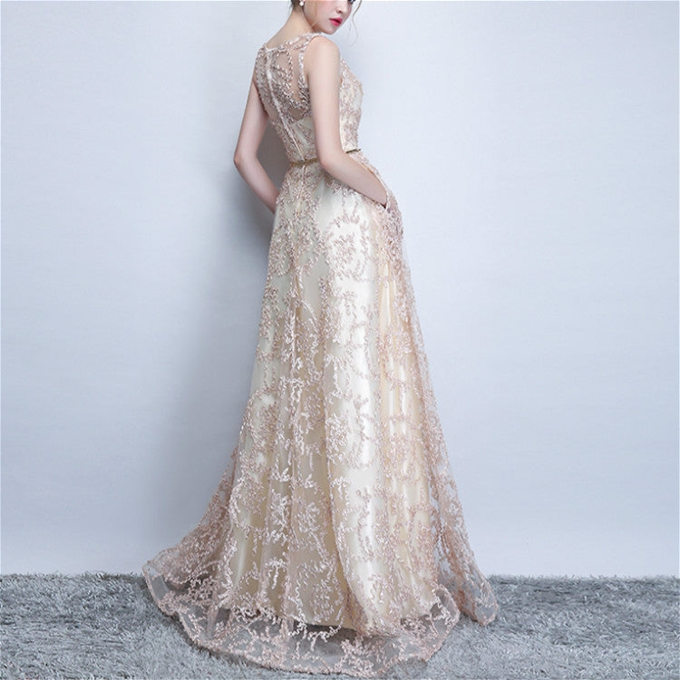 Banquet Lace Sleeveless  Long Party Formal Gown, Size:XXXL(Champagne) - Evening Dress by PMC Jewellery | Online Shopping South Africa | PMC Jewellery