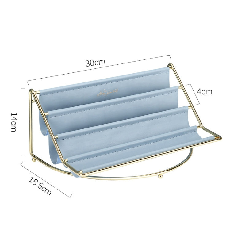 Desktop Racks Multi-Layer Wrought Iron Leather Storage Tray Keys Sundries Tablet Computers Watches Organize Creative Ornaments, Colour: Blue Large - free shipping - PMC TechLife - Order now!