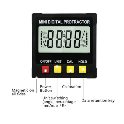 Electronic Digital Display Inclinometer Slope Level Protractor Four-Sided Magnetic Angle Ruler - Measuring Tools by PMC Jewellery | Online Shopping South Africa | PMC Jewellery