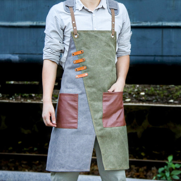 Denim Apron Barber Milk Tea Shop Waiter Overalls(Blue-white Shoulder Strap) - Aprons & Caps by PMC Jewellery | Online Shopping South Africa | PMC Jewellery