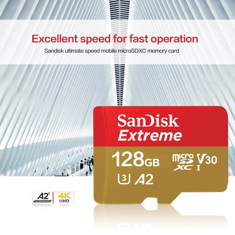 SanDisk U3 High-Speed Micro SD Card  TF Card Memory Card for GoPro Sports Camera, Drone, Monitoring 128GB(A2), Colour: Gold Card - Micro SD Card by SanDisk | Online Shopping South Africa | PMC Jewellery | Buy Now Pay Later Mobicred