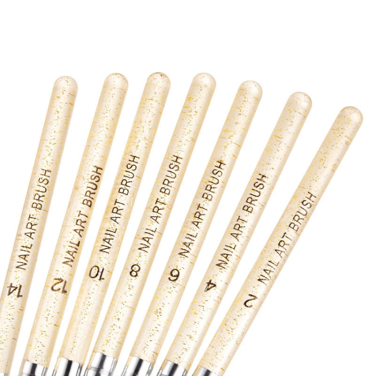 2 Sets 7 In 1 Phototherapy Pen Round Head Line Pen Transparent Rod Painted Pen Drawing Pen Nail Art Brush Tool(Gold Power) - Nail Art Equipment by PMC Jewellery | Online Shopping South Africa | PMC Jewellery