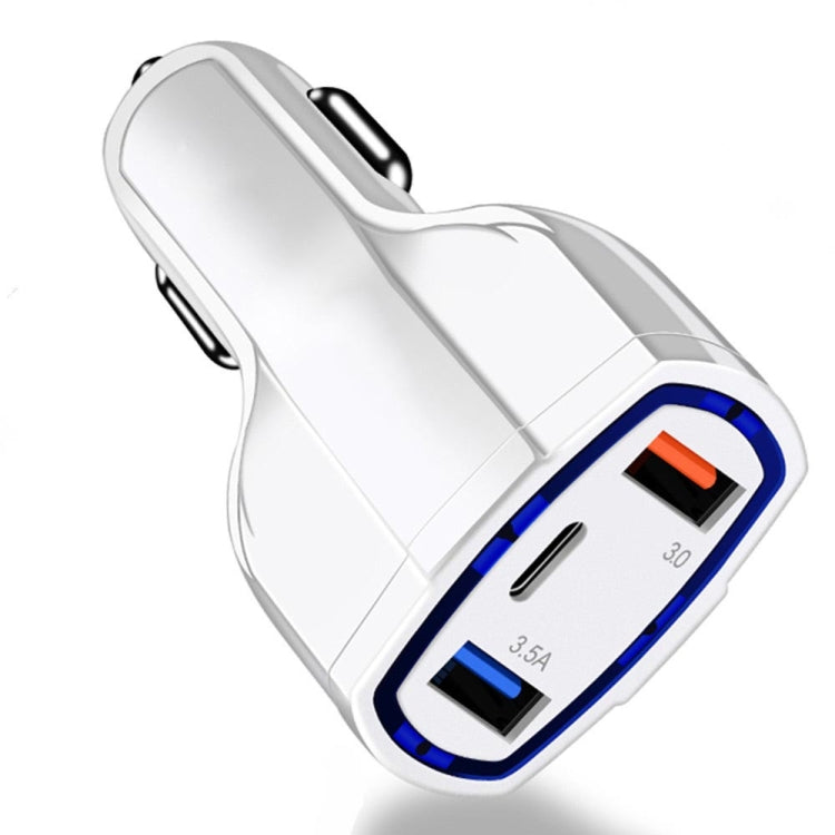 2 PCS QC3.0 Fast Charge Car Charger 3.5A Dual USB With Type-C Interface Output Car Charger(Black) - Car Charger by PMC TechLife | Online Shopping South Africa | PMC TechLife