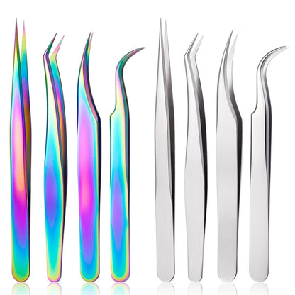 Nail Art Eyelash Tweezers Stainless Steel Colorful High Precision Grafting Eyelash Curler, Specification: 3 PCS Mirror Light Dolphin Clip - Tools by PMC Jewellery | Online Shopping South Africa | PMC Jewellery