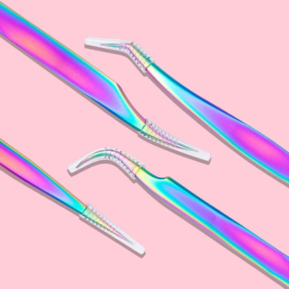 Nail Art Eyelash Tweezers Stainless Steel Colorful High Precision Grafting Eyelash Curler, Specification: 3 PCS Titanium Dolphins - Tools by PMC Jewellery | Online Shopping South Africa | PMC Jewellery