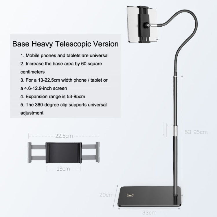 SSKY L6 Bedside Sofa Live Landing Phone Tablet Computer Bracket, Style: Base Heavy Telescopic Version (Black) - Lazy Bracket by SSKY | Online Shopping South Africa | PMC TechLife
