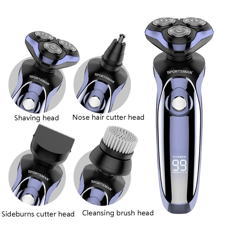 Sportsman SM-530 Electric Men Shaving Knife Multi-Function Base Charging Digital Water Washing Razor, Specification: US Plug(Purple) - Electric Shavers by SPORTSMAN | Online Shopping South Africa | PMC Jewellery